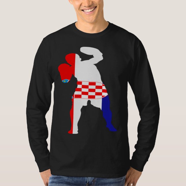 Boxing Croatia Flag Men Boys Box Male Competitive  T-Shirt (Vorderseite)