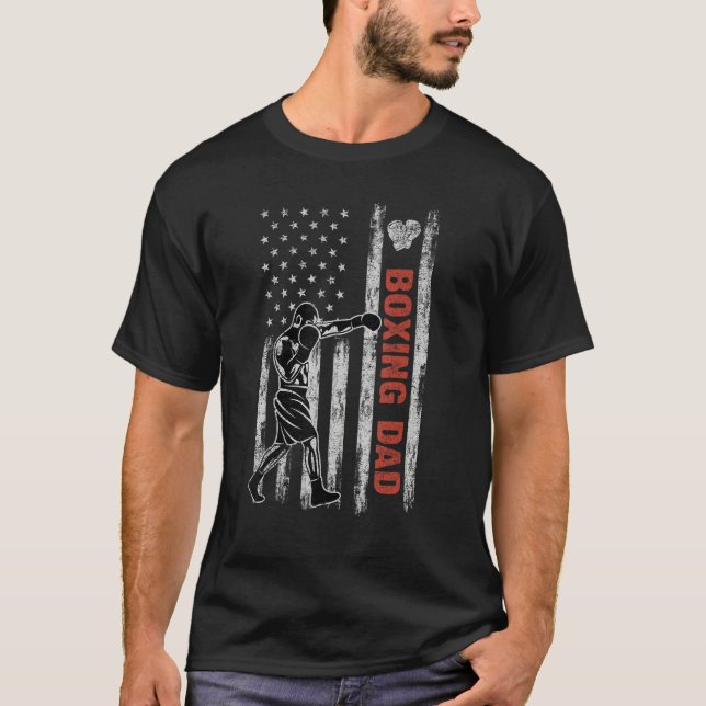 Boxing Dad American Flag Father's Day 4th Of July  T-Shirt (Vorderseite)
