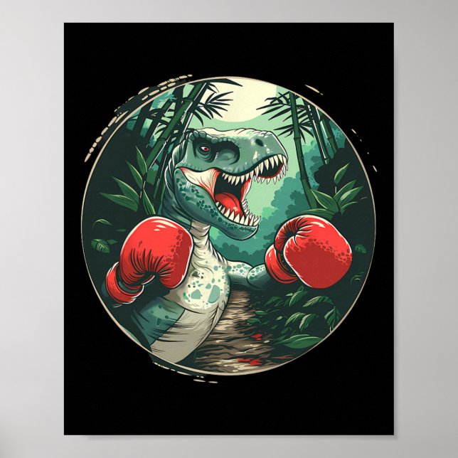 Boxing Dinosaur Boxer Dino Kickboxing T-rex Boxing Poster (Vorne)