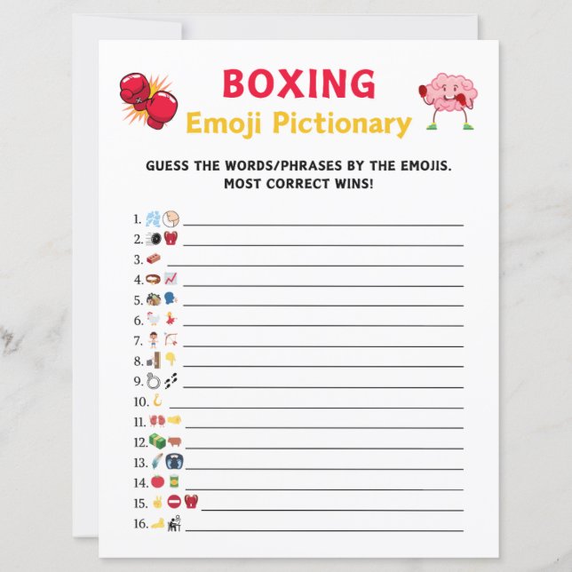 Boxing Emoji Pictionary Game (Vorderseite)
