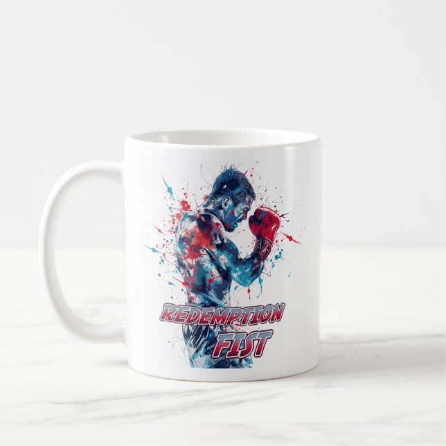 Boxing-Fans Grafik und Text Kaffeetasse (Links)