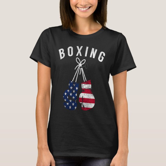 Boxing  For Him Dad Men Box Gloves American Flag U T-Shirt (Vorderseite)