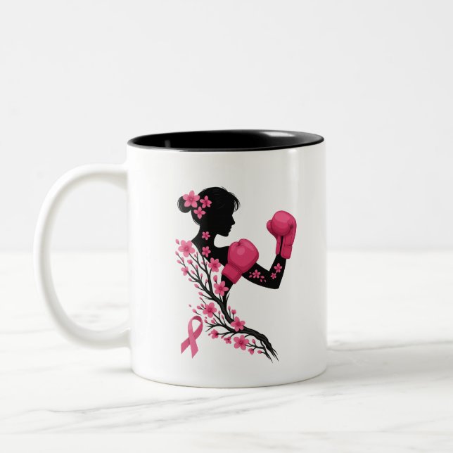 Boxing Girl Breast Cancer Awareness Tasse (Links)