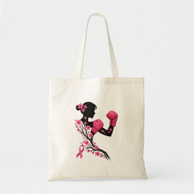 Boxing Girl Breast Cancer Awareness Tote Bag Tragetasche (Vorne)