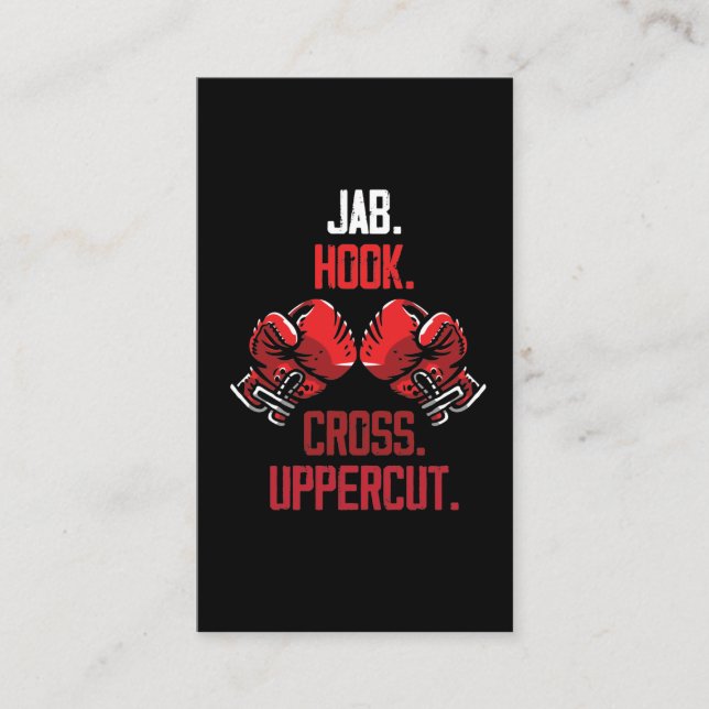 Boxing Gloves Commands Jab Hook Cross Visitenkarte (Vorderseite)