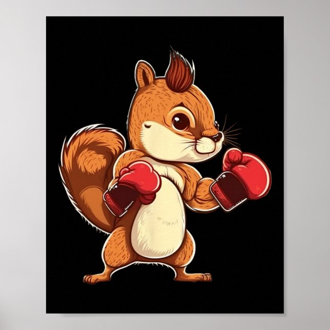 Boxing Gloves Squirrel Boxer Kickboxer Kickboxing  Poster (Vorne)