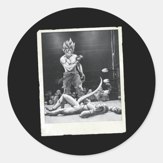 Boxing Gokku Runder Aufkleber (Vorderseite)
