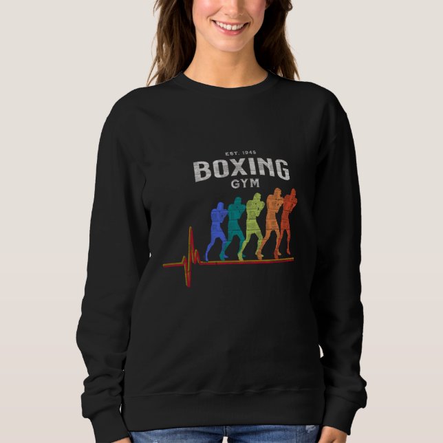 Boxing Gym 1945 Boxer Heartbeat Jab Cross Hook Upp Sweatshirt (Vorderseite)
