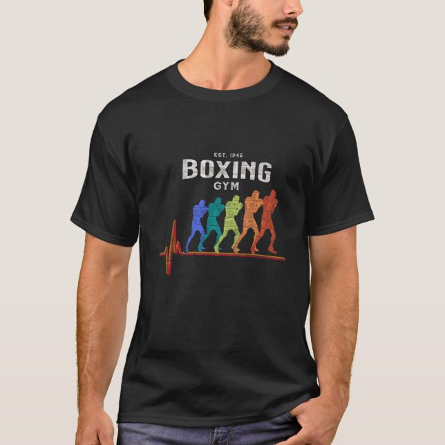 Boxing Gym 1945 Boxer Heartbeat Jab Cross Hook Upp T-Shirt (Vorderseite)