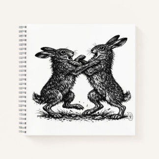 Boxing Hares – Haunted Ink Woodland Duel Notizbuch