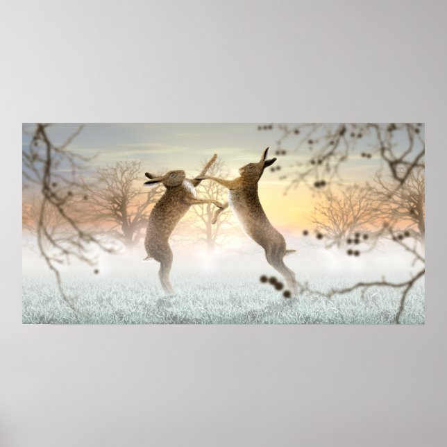 Boxing Hares Poster (Vorne)