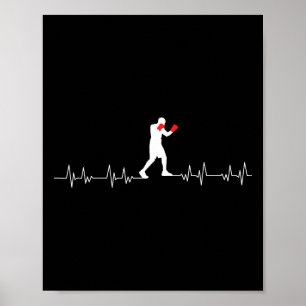 Boxing Heartbeat Art Boxing Gloves Gym Boxer Boys Poster