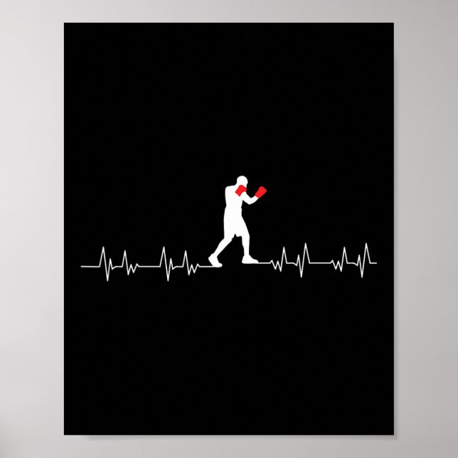 Boxing Heartbeat Art Boxing Gloves Gym Boxer Boys Poster (Vorne)
