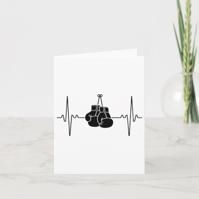 Boxing Heartbeat Line Punch Design Karte (Vorderseite)