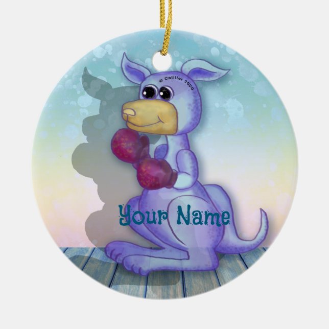 Boxing-Känguru-Schmuck  Keramik Ornament (Vorne)