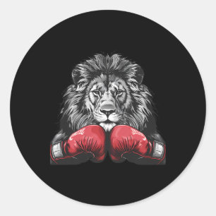 Boxing Lion Portrait Motif Wildlife Kickboxing Runder Aufkleber