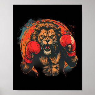 Boxing-Löwen-Porträt-Motiv Wildtier-Kickboxen-Lieb Poster
