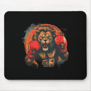 Boxing-Löwenporträt-Motiv Wildtier Kickboxen Liebh Mousepad