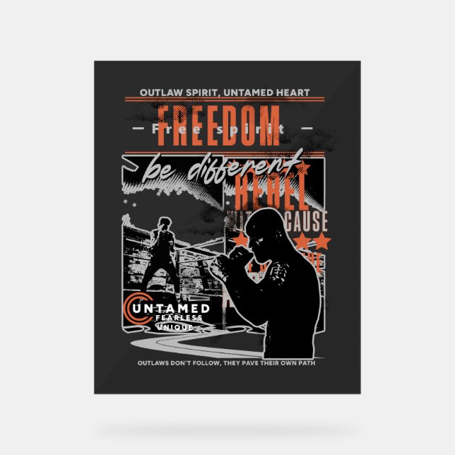 Boxing Motivation Rebel Fighter Gym Decor Acrylschild (Vorderseite)