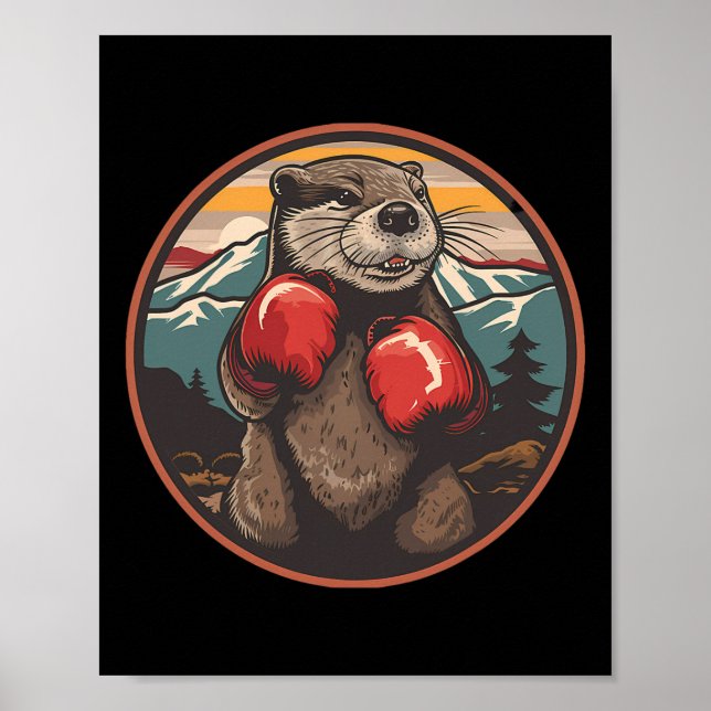 Boxing Otter With Boxing Gloves Kickboxing Funny B Poster (Vorne)