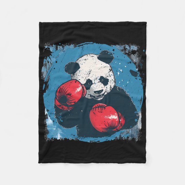 Boxing Panda Lover Boxing Gloves Kickboxing Funny  Fleecedecke (Vorderseite)