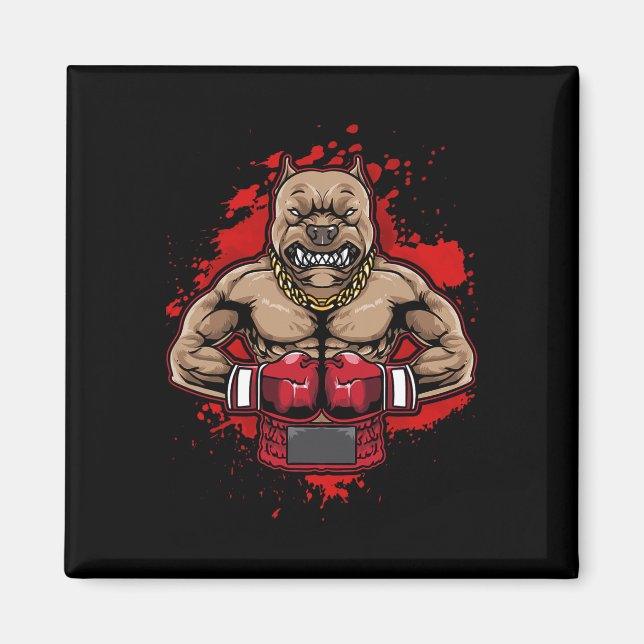 Boxing Pit Bull Lieben Pitbuls Workout Hunde Tier Magnet (Vorne)