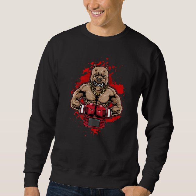 Boxing Pit Bull Lieben Pitbuls Workout Hunde Tier Sweatshirt (Vorderseite)