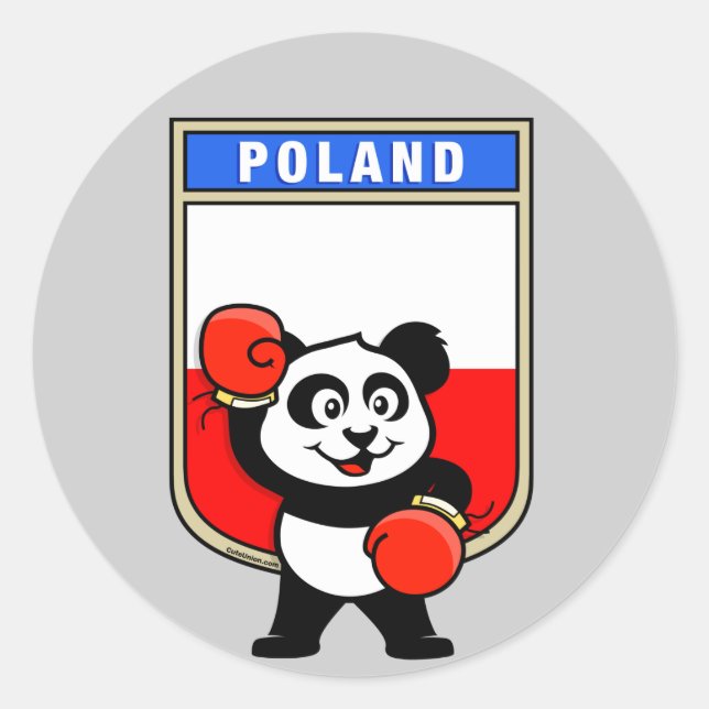 Boxing Polen Panda Runder Aufkleber (Vorderseite)