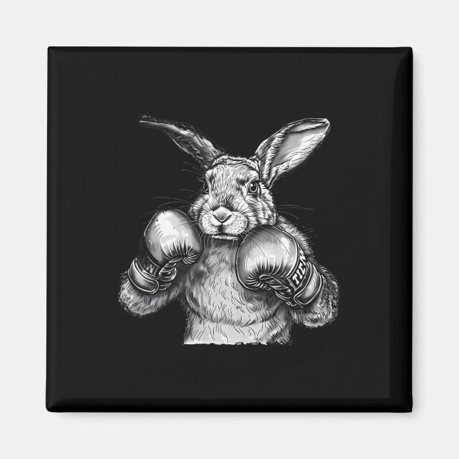 Boxing Rabbit Boxing Gloves Kickboxing Funny Boxer Magnet (Vorne)