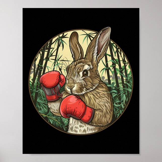 Boxing Rabbit Boxing Gloves Kickboxing Funny Boxer Poster (Vorne)