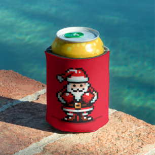 Boxing Santa - Retro Pixel Weihnachtskämpferdesign Dosenkühler