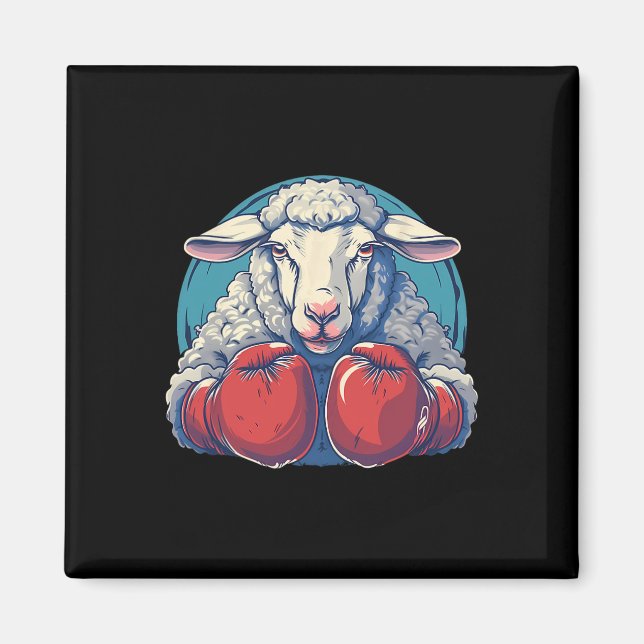 Boxing Sheep With Boxing Gloves Kickboxing Funny B Magnet (Vorne)