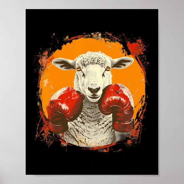 Boxing Sheep With Boxing Gloves Kickboxing Funny B Poster (Vorne)