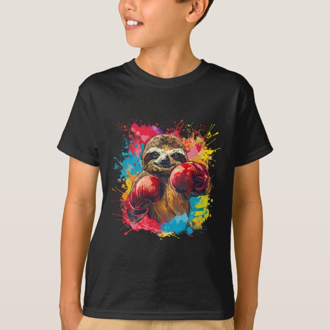 Boxing Sloth Lover Boxing Gloves Kickboxing Funny  T-Shirt (Vorderseite)