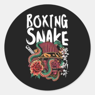 Boxing Snake Japanisch Samurai Warrior Cobra Fight Runder Aufkleber