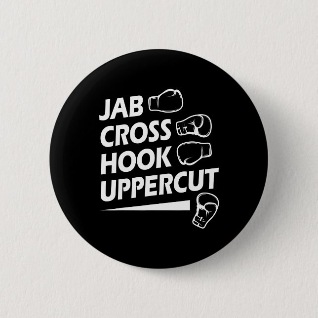 Boxing Sport Jab Cross Hook Uppercut Boxer Birthda Button (Vorderseite)