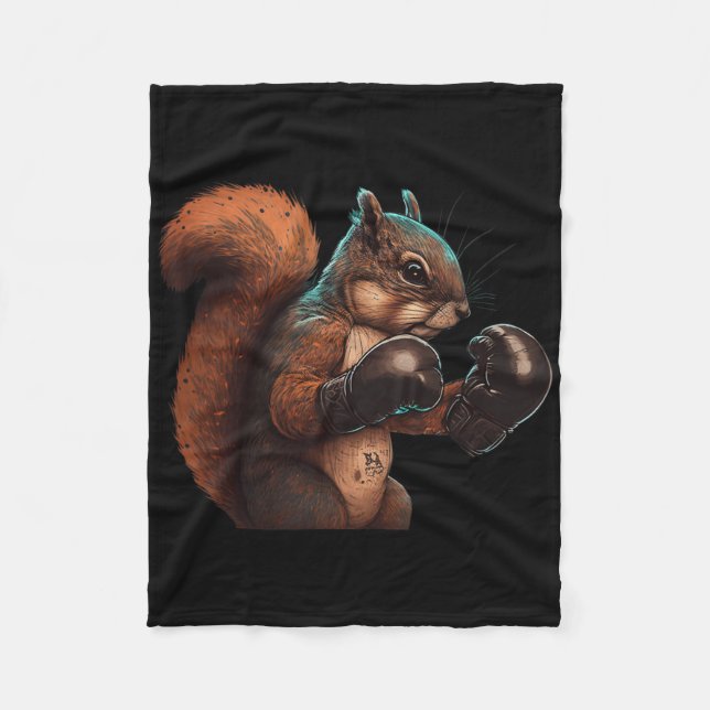 Boxing Squirrel Boxer Boxing Gloves Kickboxing Mma Fleecedecke (Vorderseite)
