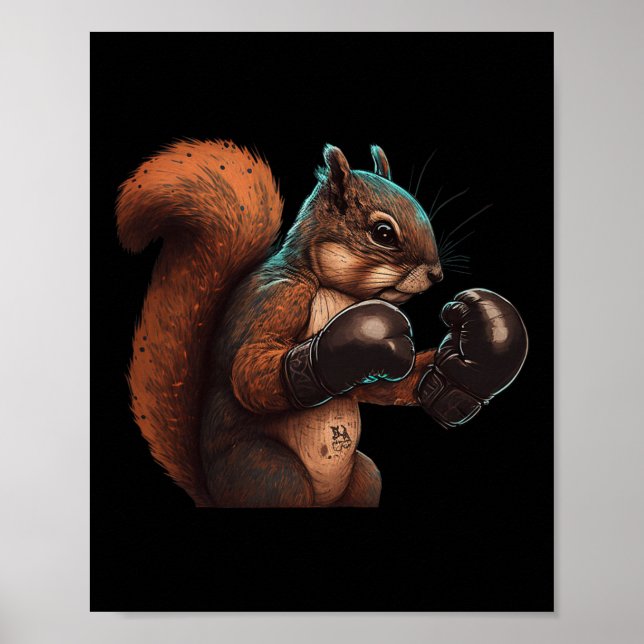 Boxing Squirrel Boxer Boxing Gloves Kickboxing Mma Poster (Vorne)