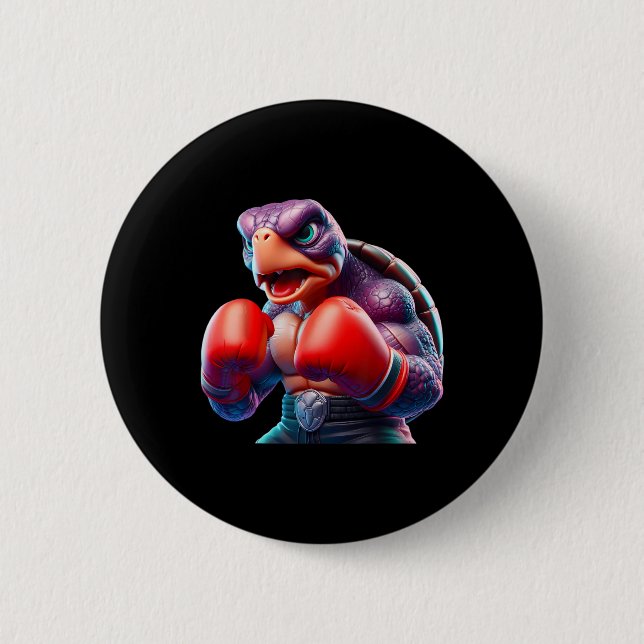 Boxing Tortoise Turtle Boxer Kickboxer Mixed Marti Button (Vorderseite)