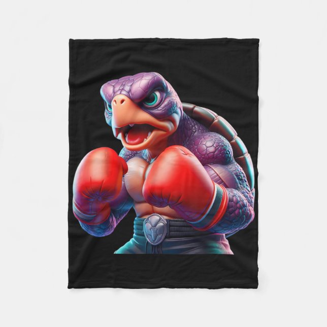 Boxing Tortoise Turtle Boxer Kickboxer Mixed Marti Fleecedecke (Vorderseite)