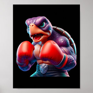 Boxing Tortoise Turtle Boxer Kickboxer Mixed Marti Poster
