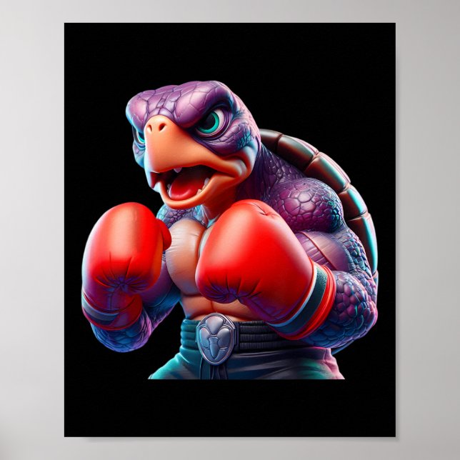 Boxing Tortoise Turtle Boxer Kickboxer Mixed Marti Poster (Vorne)