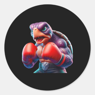 Boxing Tortoise Turtle Boxer Kickboxer Mixed Marti Runder Aufkleber