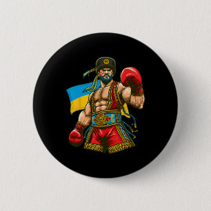 Boxing Ukrainian Boxer Ukraine Flag Button