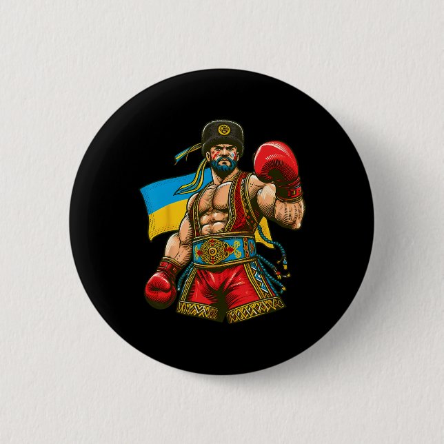 Boxing Ukrainian Boxer Ukraine Flag Button (Vorderseite)