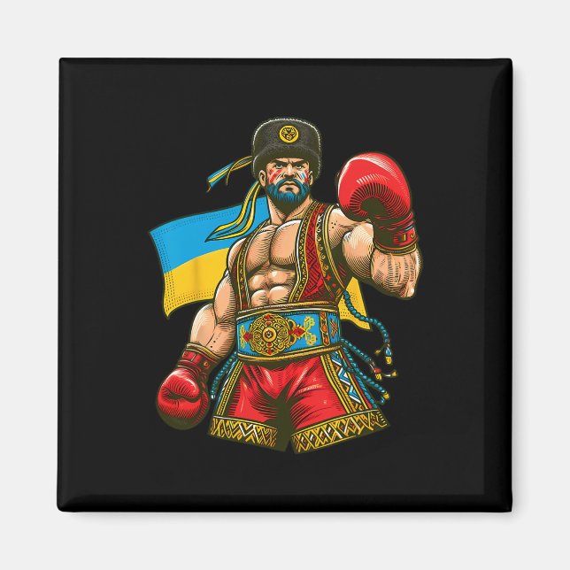 Boxing Ukrainian Boxer Ukraine Flag Magnet (Vorne)
