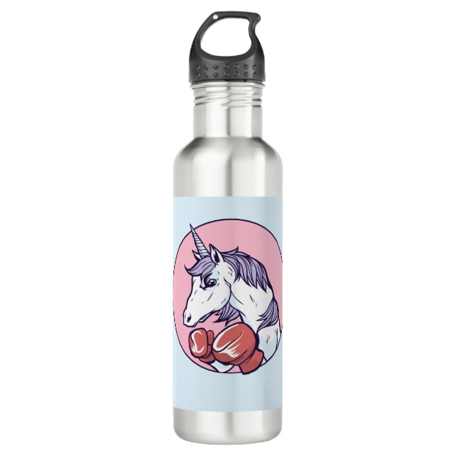 Boxing Unicorn Edelstahlflasche (Vorderseite)