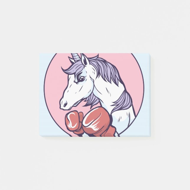 Boxing Unicorn Post-it Klebezettel (Vorderseite)