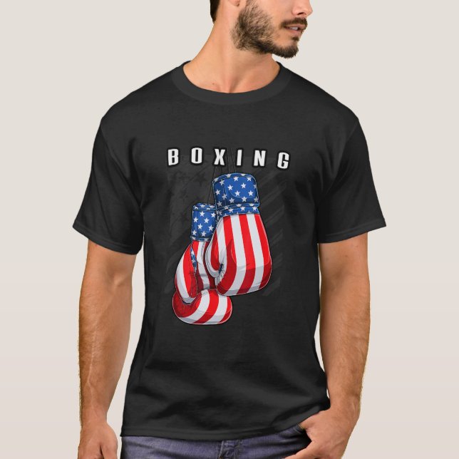 Boxing USA American Flag Boxing Gloves T-Shirt (Vorderseite)