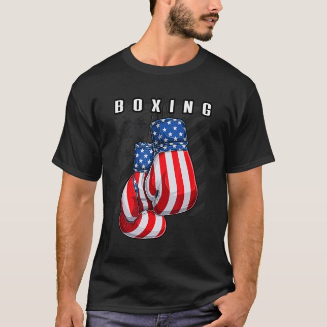 Boxing USA Flag Boxhandschuhe T-Shirt (Vorderseite)